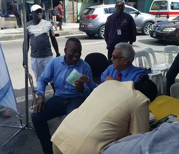 FLU Shots at Tunapuna Market with Minister of Health Terrence Deyalsingh.