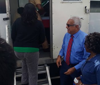 FLU Shots at Tunapuna Market with Minister of Health Terrence Deyalsingh.