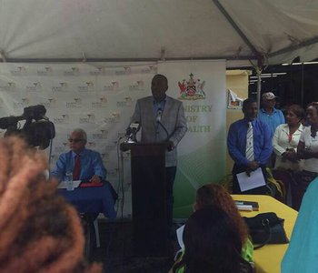 FLU Shots at Tunapuna Market with Minister of Health Terrence Deyalsingh.